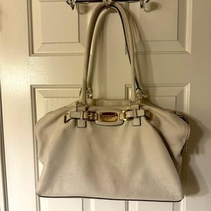 Michael Kors Large Weekender Tote in white clay with gold accents